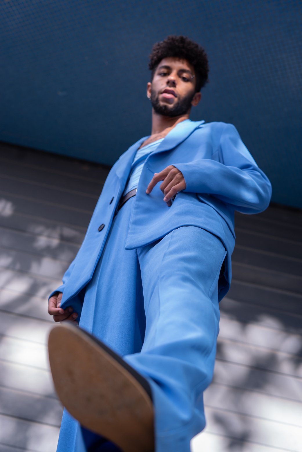 Man in Monotone Pastel Outfit