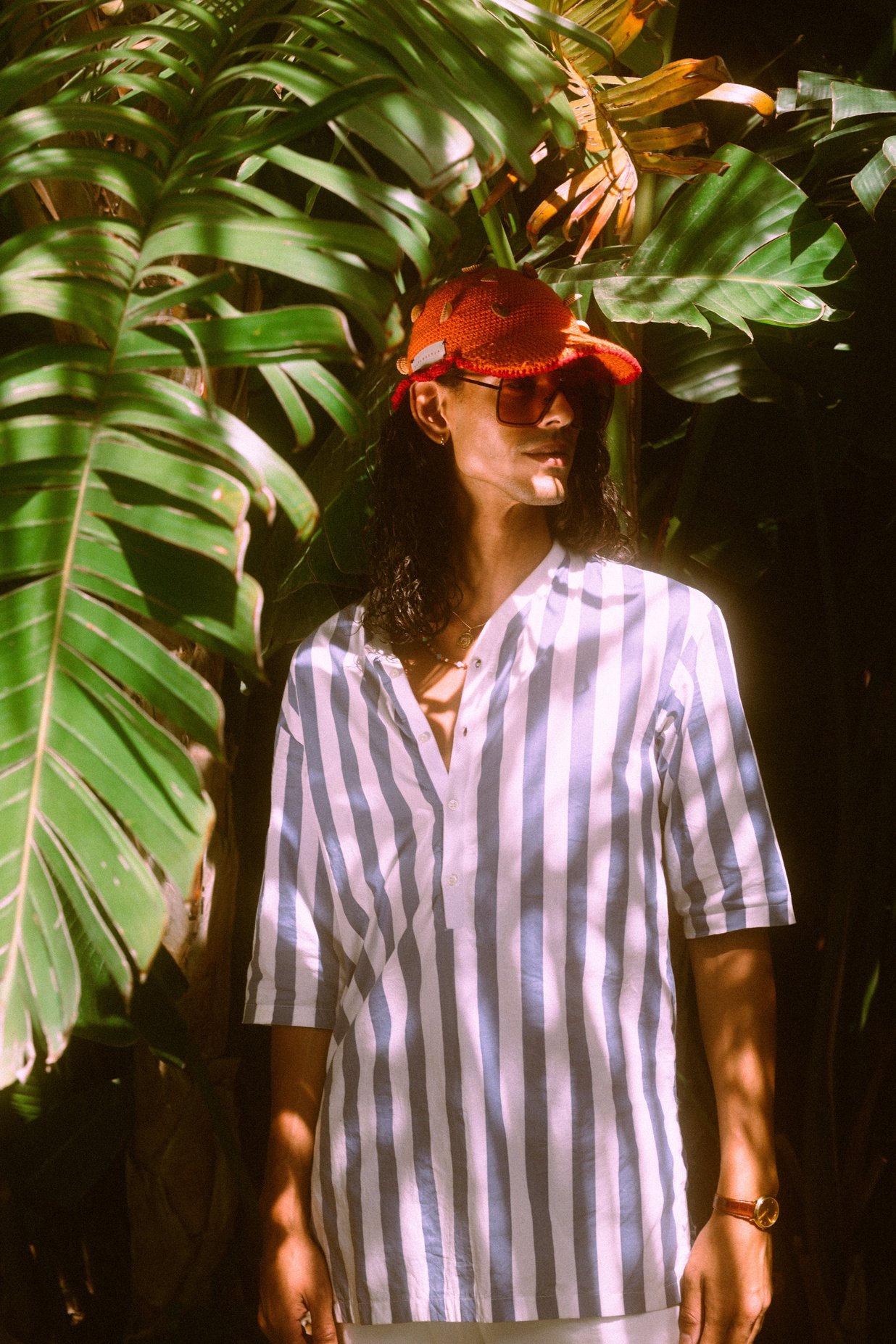 Man in Summer Dress Shirt Outdoors