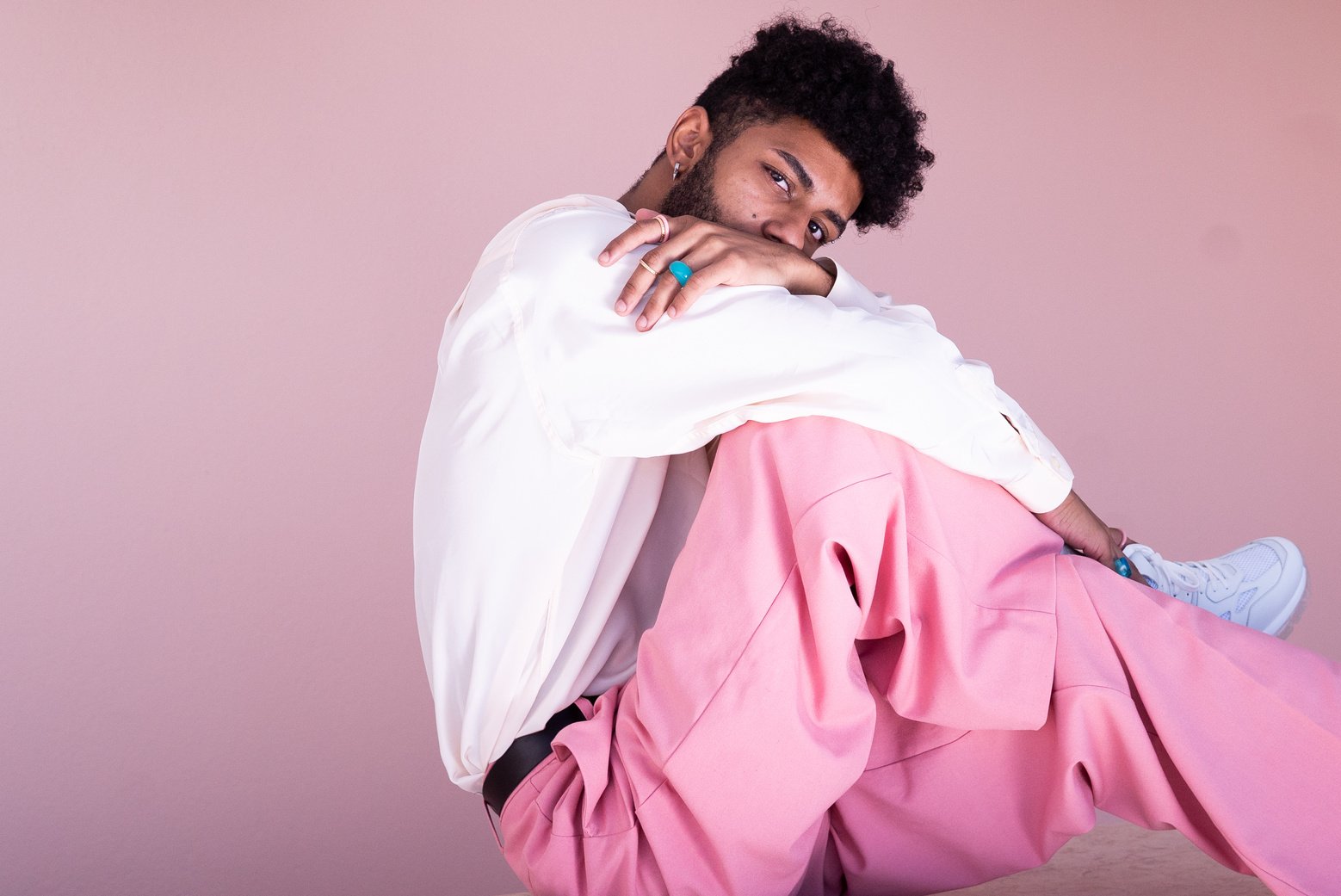 Man in Monotone Pastel Outfit