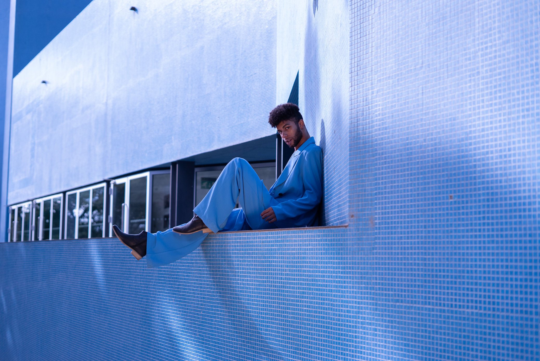 Man in Monotone Pastel Outfit